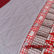 Новорічне червоно-сіре полуторне стьобане покривало 160х220 см байка / мікрофібра на ліжко, диван, фото 4