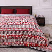 Новорічне стьобане євро покривало байка / мі крофібра сіро-червоне з принтом гномики, фото 3