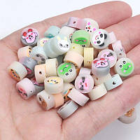 Намистини Finding Круглі пласкі тварини Білий світиться в темряві 9 мм х 5 мм Акрил Упаковка 10 штук Мікс