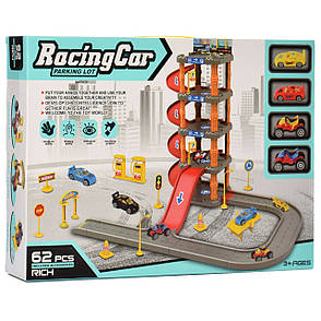 Дитячий іграшковий Перегоновий автотрек "Гараж із паркінгом" 62 деталі, фото 2