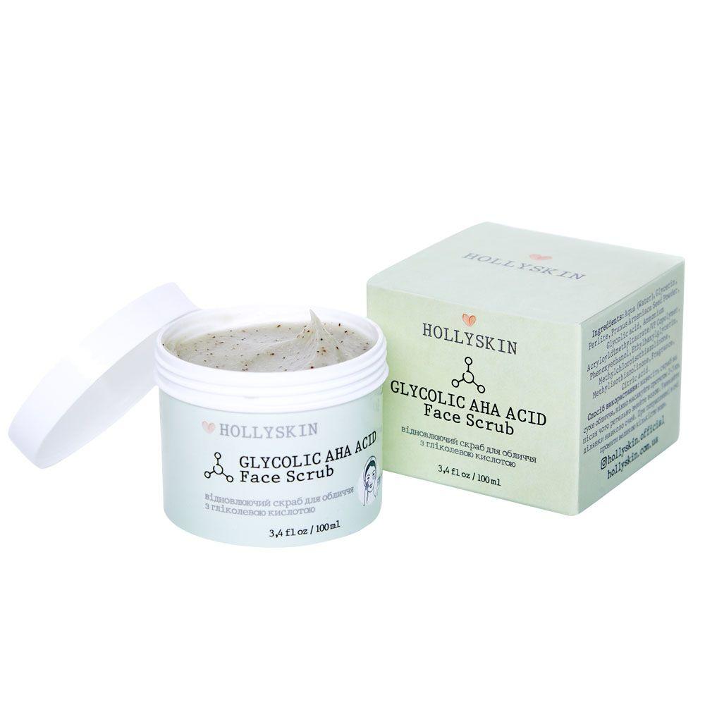 Скраб для лица с гликолевой кислотой HOLLYSKIN GLYCOLIC AHA Acid Face Scrub - фото 2 - id-p1987001869