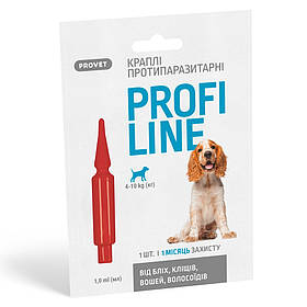 Краплі Provet Profiline від бліх та кліщів для собак 4-10кг, 1 піпетка 1мл