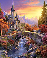 40*50см НА підрамнику "Пейзаж, Замок", ТМ АлМазка - Алмазна мозаїка