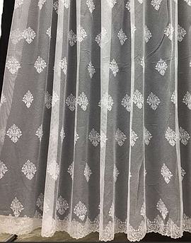 Тюль у зал, білий жакард вензель-дамаск