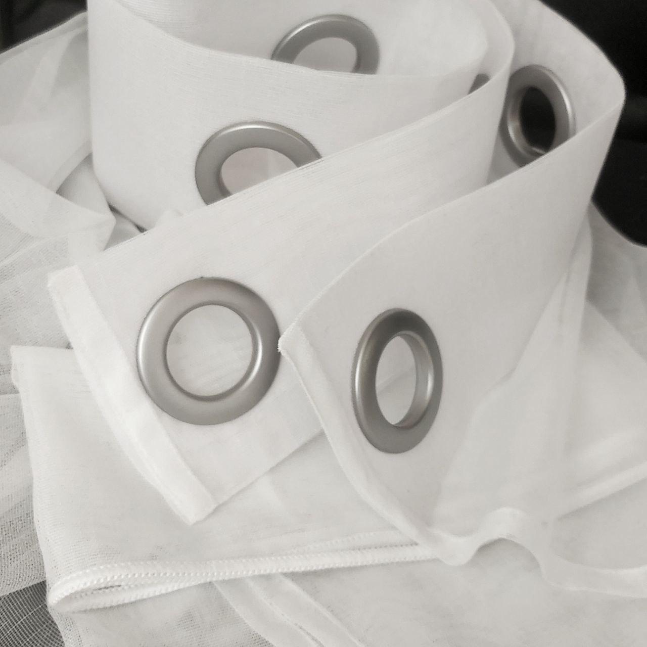 Тюль на сірих люверсах 140х250 см бамбук 1 шт. Тепло-білий, фото 1