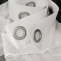 Тюль на сірих люверсах 140х250 см бамбук 2 шт. Тепло-білий