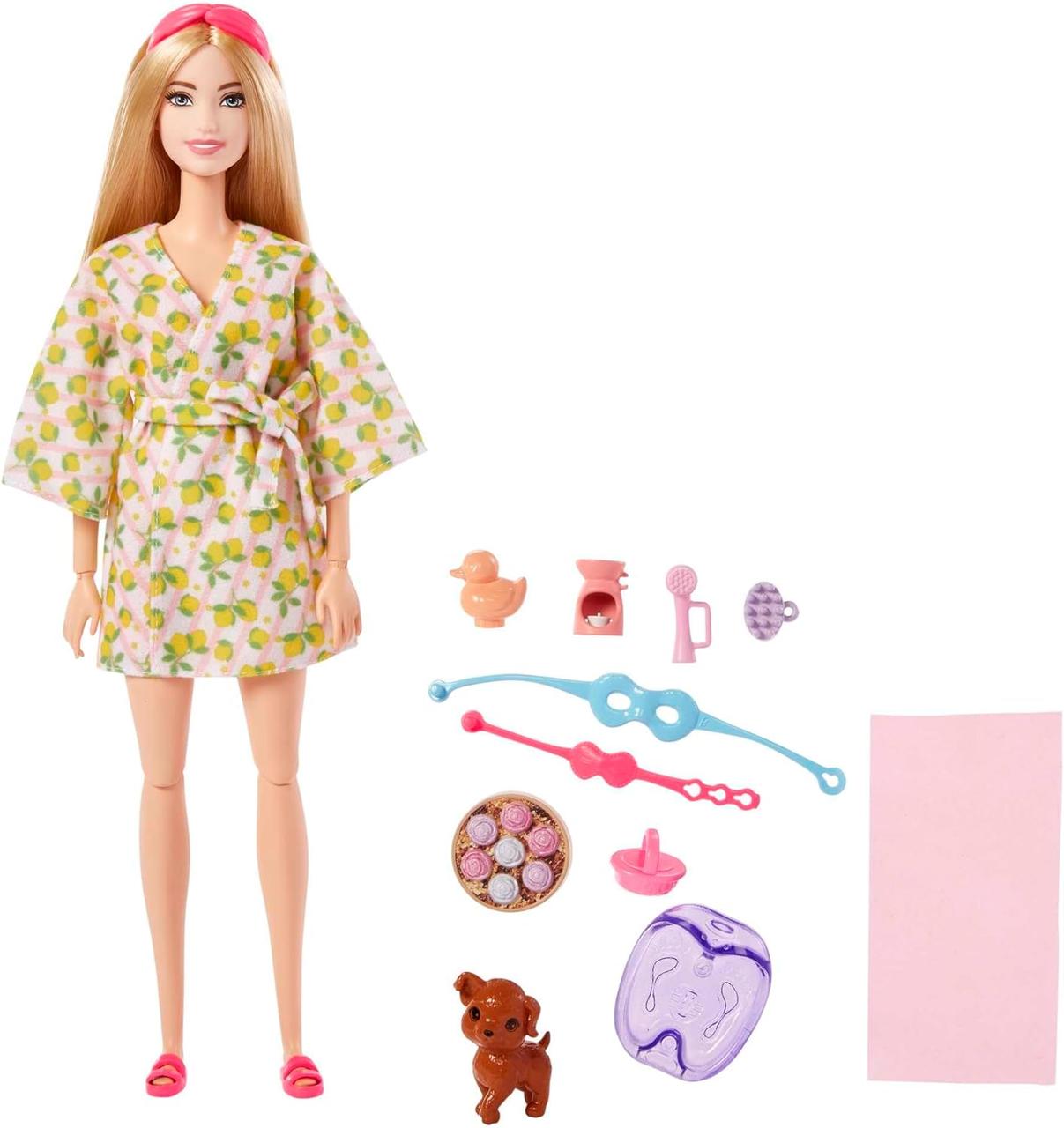 Ігровий набір лялька Барбі Спа салон Догляд за собою з улюбленцем Barbie Self-Care Doll Spa Day HKT90