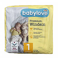 Дитячі одноразові підгузники Babylove Premium 1 newborn ( 2-5 ) кг 28 шт