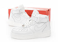 Женские зимние кроссовки Nike Air Force Hight White Winter Fur (Найк Аир Форс Белые Зимние с мехом)