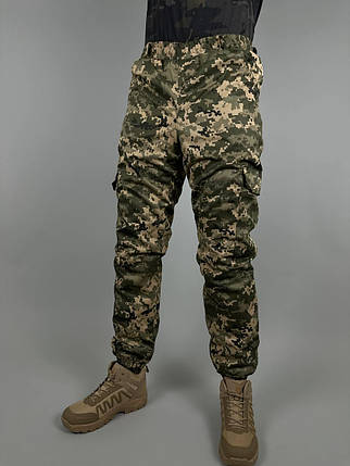 Зимові військові штани піксель на флісі, армійські тактичні штани на манжетах, фото 2