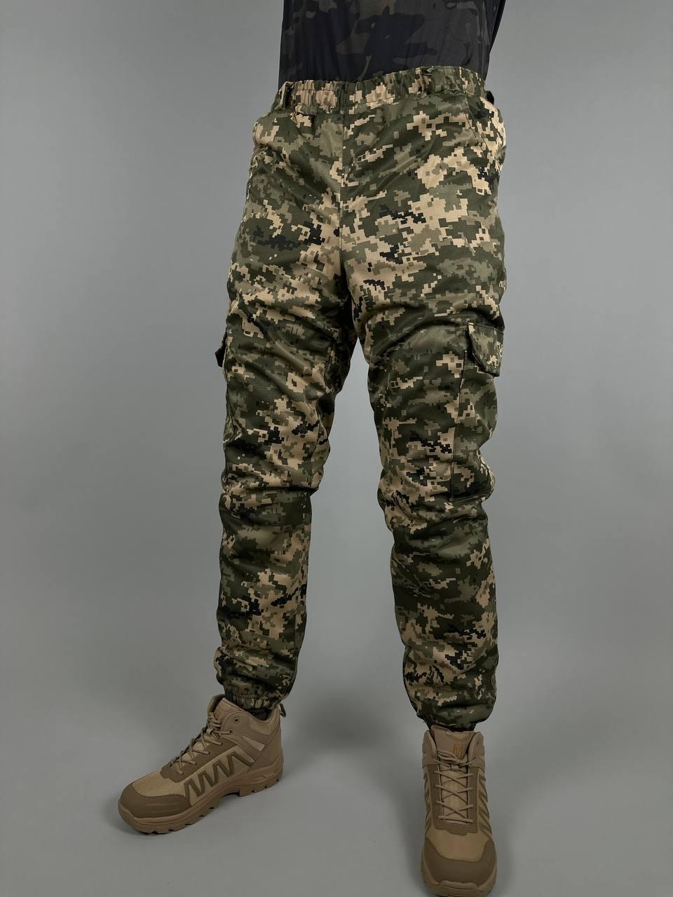 Зимові військові штани піксель на флісі, армійські тактичні штани на манжетах