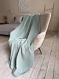 Плед покривало вафельне, 100% бавовна, м'ята колір (Розміри і кольори в асортименті), фото 9