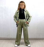 Костюм для девочки оливковый, рубашка и брюки палаццо BossKids 146