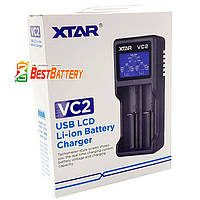 Зарядний пристрій XTar VC2 для Li-Ion (IMR, INR, ICR) акумуляторів, універсальний, 2 канали, USB, LCD