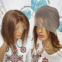 Натуральный парик большая система имитации кожи славянский детский волос русый каре