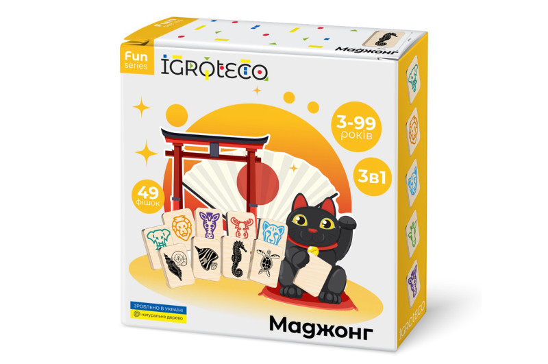Дерев'яна гра дитячий Маджонг Igroteco 900552, 49 деталей