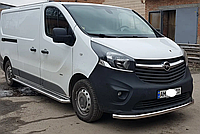 Захист переднього бампера (одинарна нержавіюча труба - одинарний ус) Opel Vivaro (14+)