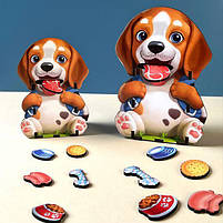 Дерев'яний пазл-сортер вкладиш Погодуй собачок Ань-янь 16*11*5 см (ПСФ113), фото 4