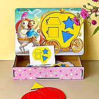 Дерев`яний танграм Фея і карета, гра для малят збери фігури 23*16*5 см (ПСД215), фото 2