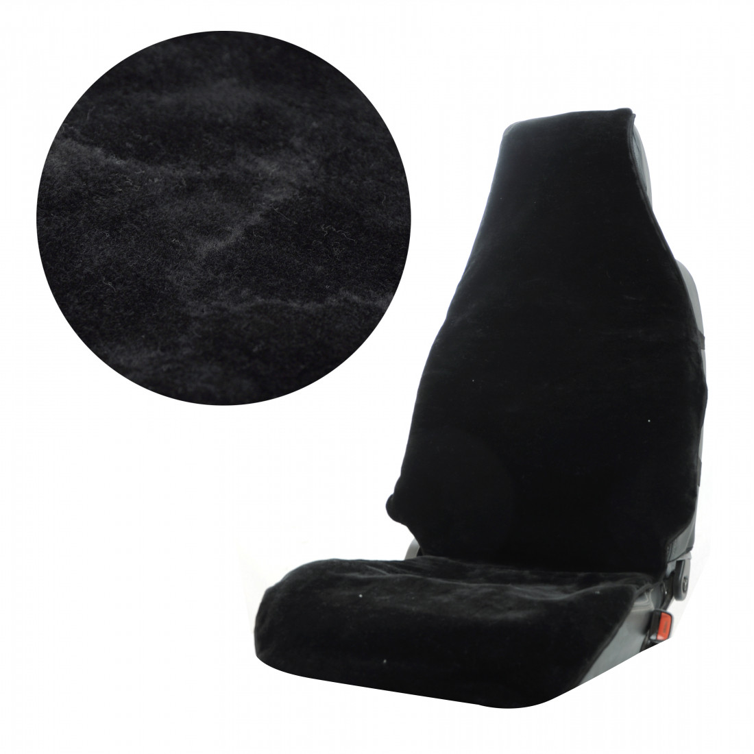 Чохли автосидінь універсальні штучне хутро чорний 1+1 передні, фото 1