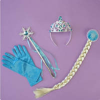 Набір Фрозен, перчатки, косичка, чарівна паличка та корона до костюму Ельза