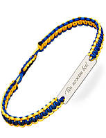Серебряный браслет шамбала Family Tree Jewelry Line жёлто-синяя «Ти можеш все!» регулируеться
