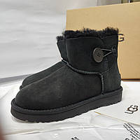 Женские черные мини угги на пуговке ugg Australia 36-40р25см