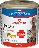 Капсулы Omega-3 Francodex из рыбьего жира против воспаления и разрушения хряща у собак и кошек, 60 капс.