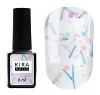 Kira Nails Lollypop Base №001 (молочный с разноцветными хлопьями), 6 мл
