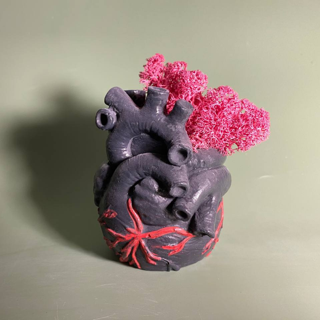 Фігура анатомічне серце, кашпо серце з мохом, подарунок лікарю, подарунок кардіологу