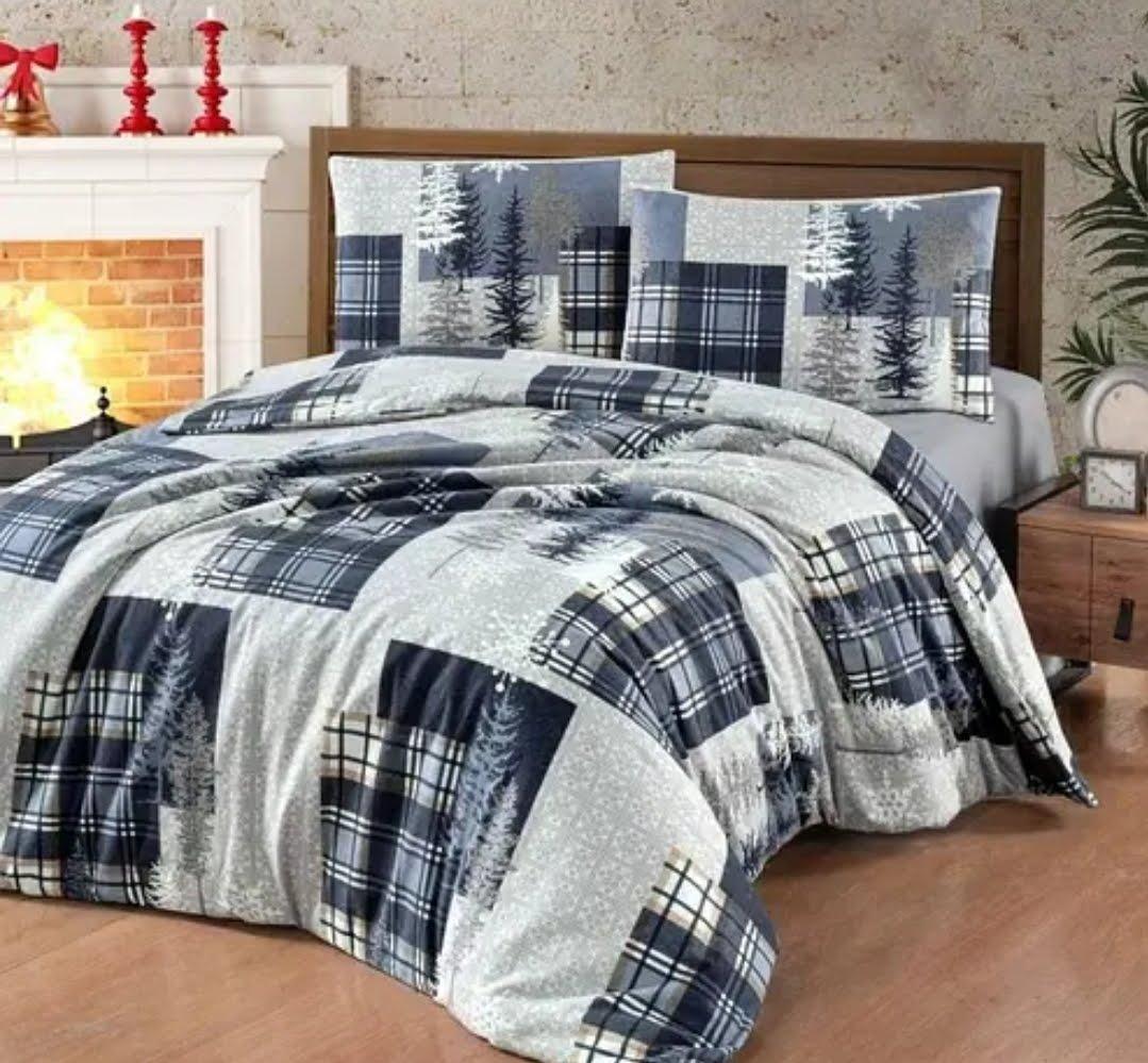 Постільна білизна евро розмір фланель «Winter grey», фото 1