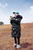 Дитячий і підлітковий зимовий довгий пуховик пальто для дівчинки. Новинка