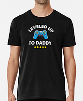 Чоловіча футболка з принтом Leveled up to daddy для батька