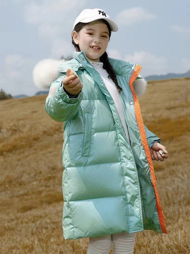 Дитячий і підлітковий зимовий довгий пуховик  для дівчинки. Дитяче зимове пальто. Новинка