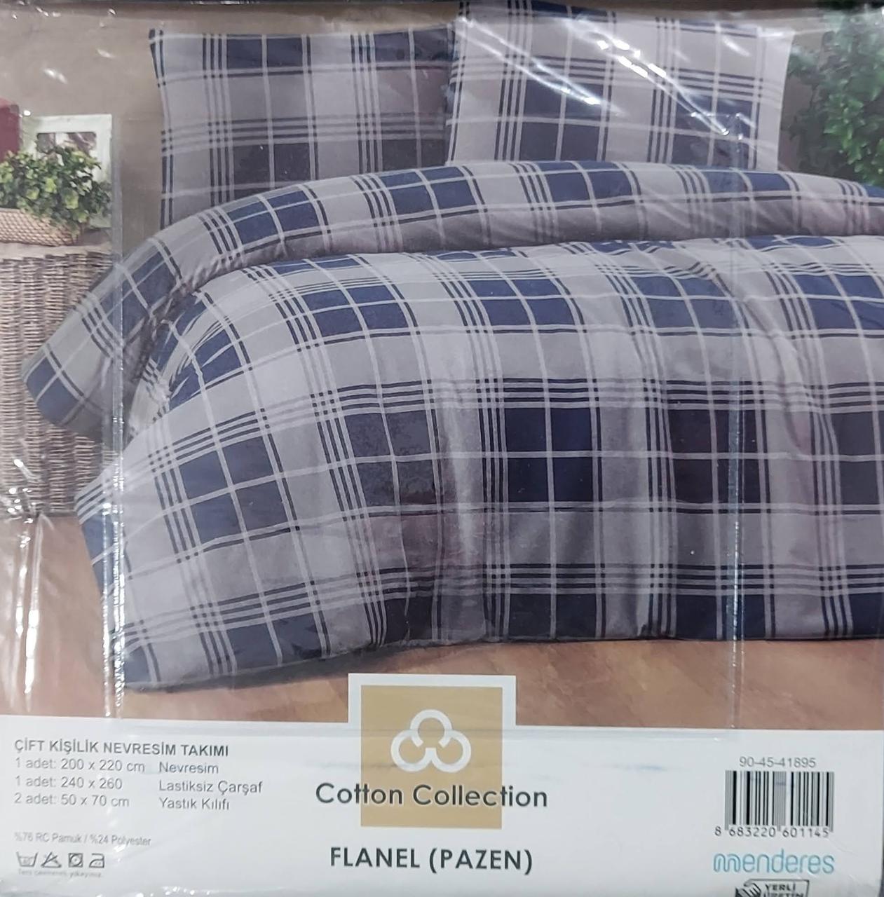 Постільна білизна евро розмір фланель в клітинку, фото 1