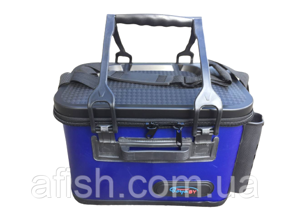Пластиковая 36см сумка-кан для рыбы под 2 спиннинга синяя - фото 3 - id-p1865993258