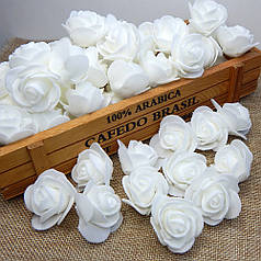 Штучна квітка Троянда з фоамірану (головка), 3 см, біла