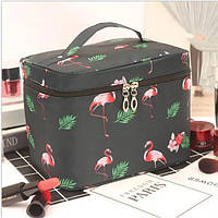 Косметичка/несессер женская дорожная Trevel Season Bag/Box Flamingo Black 22*16.5*16 см