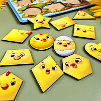 Розвиваючий дерев'яний сортер-вкладка "Курчата - фігури", Ань-янь, 22*31см (ПСД163), фото 3