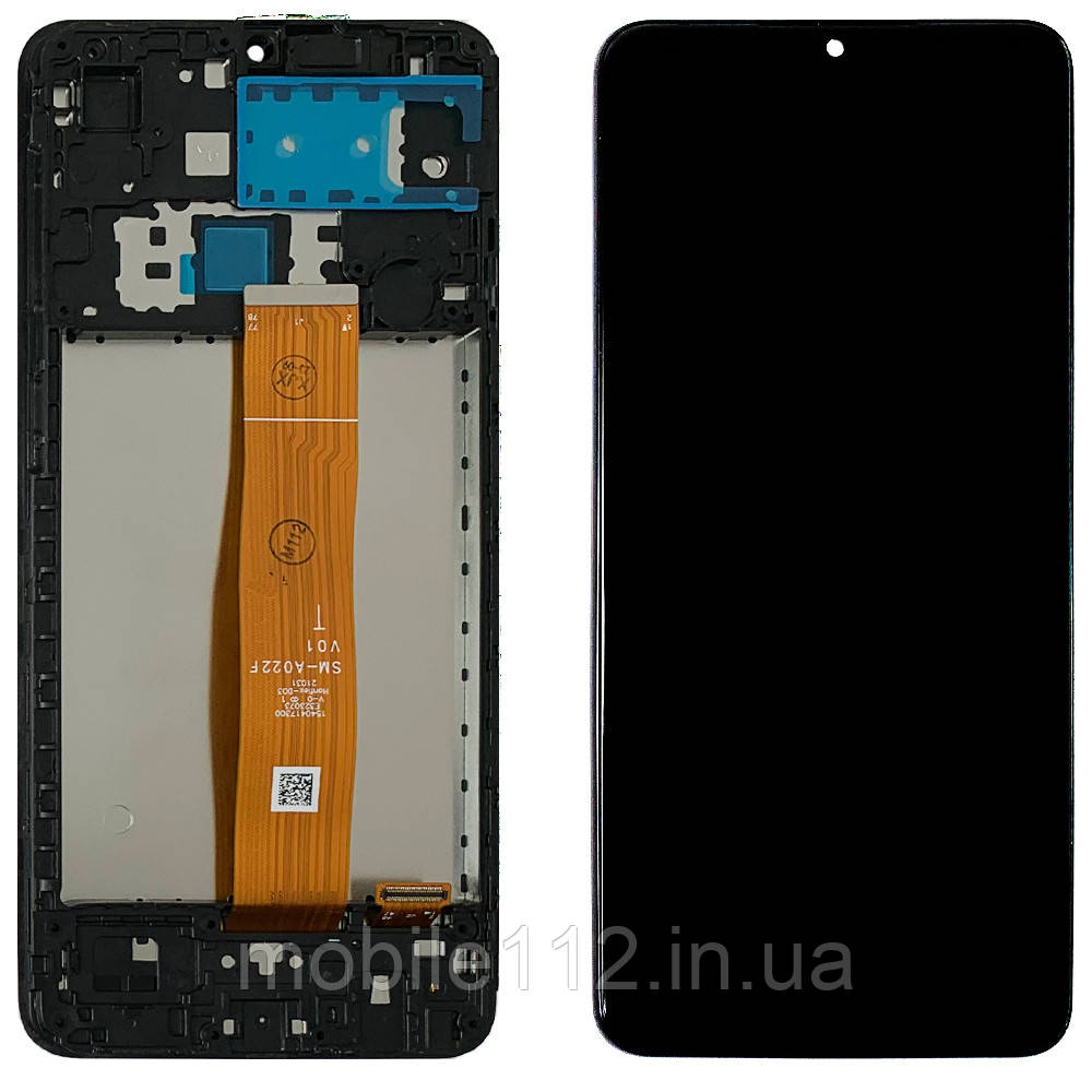 Екран (дисплей) Samsung Galaxy A02 A022F з тачскріном та рамкою SM-A022F V01 оригінал Китай