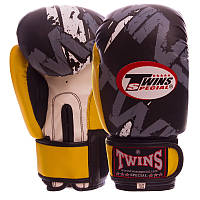 Боксерские перчатки на липучке PVC TWINS TW-2206 черно-желтые, 6 унций: Gsport 10
