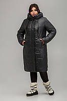 Модное пальто пуховик Мюнхен с двусторонней молнией больших размеров 50-60 разные цвета чорний