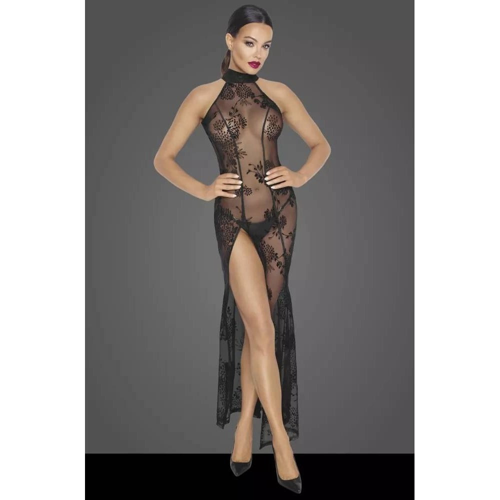 Плаття довге сексуальне з візерунками M F239 Noir Handmade, чорне