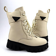 0534B Бежеві зимові черевики на шнурівці для дівчинки шерсть тм Том.м  розмір 37 - устілка 23 см, фото 3