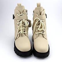 0534B Бежеві зимові черевики на шнурівці для дівчинки шерсть тм Том.м  розмір 37 - устілка 23 см, фото 5