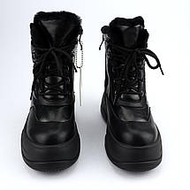 01182A Зимові шкіряні черевики для дівчинки чорні тм Bi&Ki, фото 4