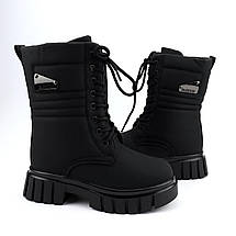 10924A Зимові чорні черевики на дівчинку шнурівка овчина тм Том.м розмір 31 - устілка 21,8 см, фото 2