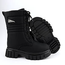 10924A Зимові чорні черевики на дівчинку шнурівка овчина тм Том.м розмір 31 - устілка 21,8 см, фото 4