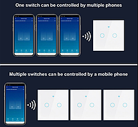 Розумний перемикач двійка Tuya WiFi працює з Alexa Сенсорний вимикач світла Бездротовий настінний