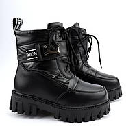 Чорні черевики зимові для дівчинки на овчині тм Том.м